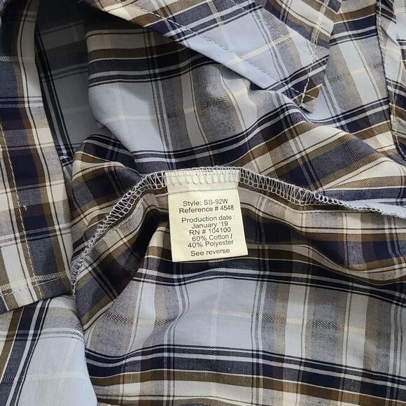 Gioberti Men's Short Sleeve Pearl Snap Shirt Blue Black Plaid XL - Picture 6 of 8